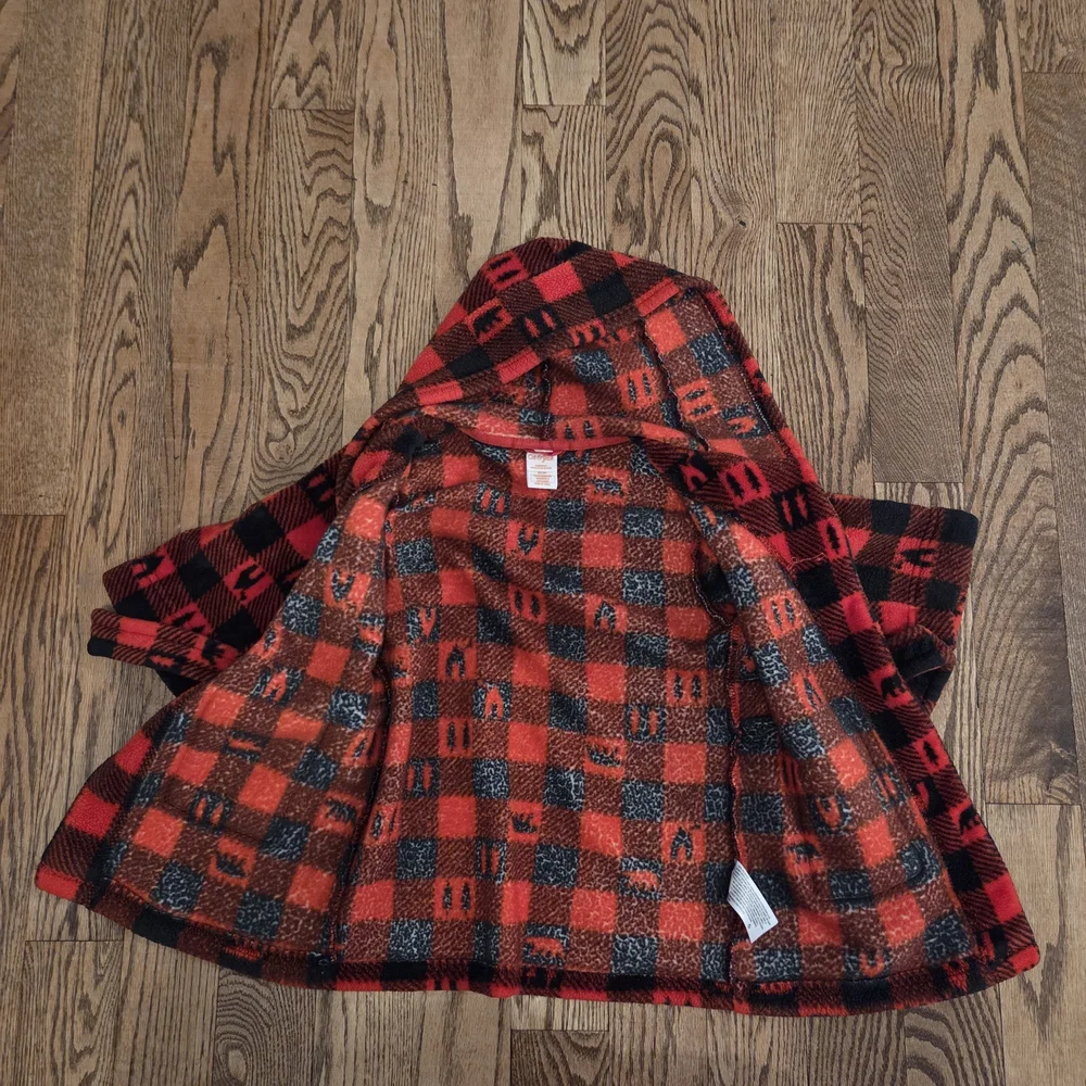 Cat & Jack - Red and Black Buffalo Plaid Robe - 2T/3T